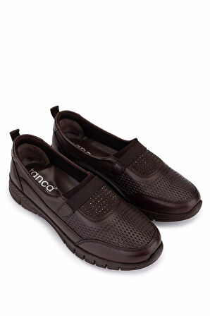 Tamer Tanca Kadın Hakiki Deri Kahverengi Comfort Ayakkabı 370 1202 BN AYK SK25-26 KAHVE