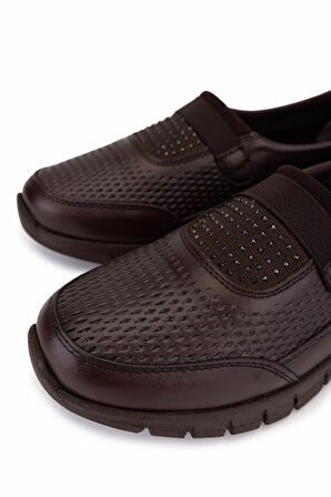 Tamer Tanca Kadın Hakiki Deri Kahverengi Comfort Ayakkabı 370 1202 BN AYK SK25-26 KAHVE