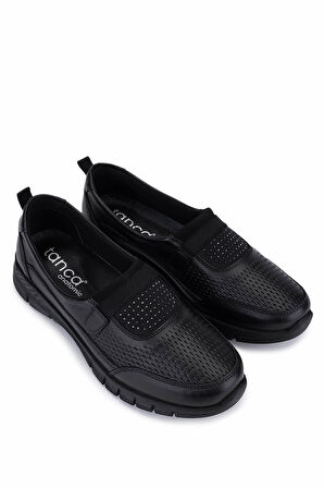 Tamer Tanca Kadın Hakiki Deri Siyah Comfort Ayakkabı 370 1202 BN AYK SK25-26 SIYAH