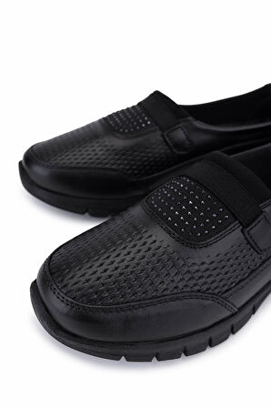 Tamer Tanca Kadın Hakiki Deri Siyah Comfort Ayakkabı 370 1202 BN AYK SK25-26 SIYAH