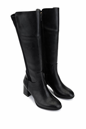 Tamer Tanca Kadın Suni Deri Siyah Topuklu Çizme 889 9201 BN CZM SK25-26 SIYAH