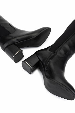 Tamer Tanca Kadın Suni Deri Siyah Topuklu Çizme 889 9201 BN CZM SK25-26 SIYAH