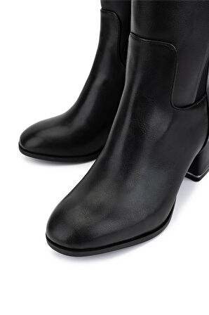 Tamer Tanca Kadın Suni Deri Siyah Topuklu Çizme 889 9201 BN CZM SK25-26 SIYAH