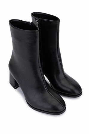 Tamer Tanca Kadın Suni Deri Siyah Deri Topuklu Bot 889 9203 BN BOT SK25-26 SIYAH DR