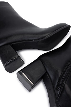 Tamer Tanca Kadın Suni Deri Siyah Deri Topuklu Bot 889 9203 BN BOT SK25-26 SIYAH DR