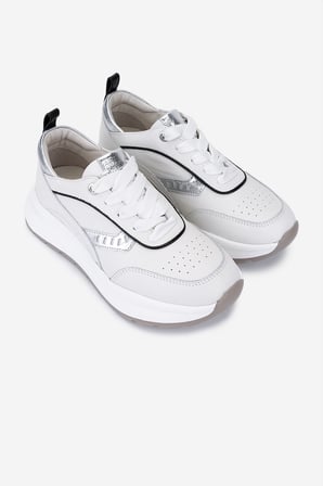 Valmenti Kadın Hakiki Deri Beyaz/Lame Sneakers & Spor Ayakkabı 04 401 BN AYK SK25-26 BEYAZ/LAME