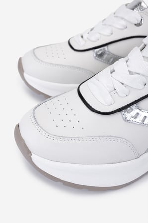 Valmenti Kadın Hakiki Deri Beyaz/Lame Sneakers & Spor Ayakkabı 04 401 BN AYK SK25-26 BEYAZ/LAME