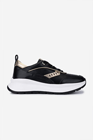 Valmenti Kadın Hakiki Deri Siyah Sneakers & Spor Ayakkabı 04 401 BN AYK SK25-26 SYH/LIGHT GOLD