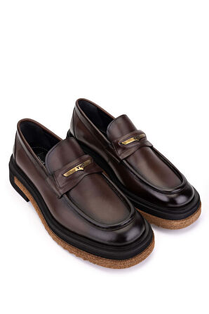 Tamer Tanca Erkek Hakiki Deri Kahverengi Loafer Ayakkabı 771 65446 ERK AYK SK25-26 KAHVE SPR