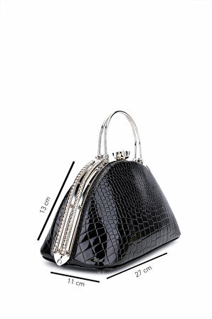 Tamer Tanca Kadın Suni Deri Siyah Rugan Abiye Çanta 1083 031 BN CNT SK25-26 SIYAH FSLY