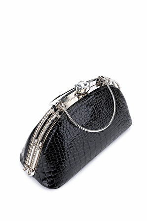 Tamer Tanca Kadın Suni Deri Siyah Rugan Abiye Çanta 1083 031 BN CNT SK25-26 SIYAH FSLY