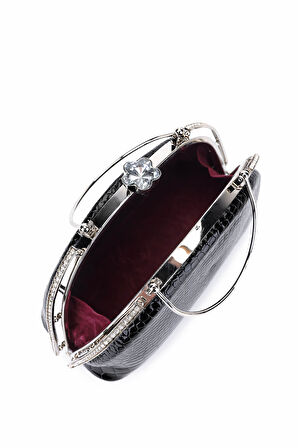 Tamer Tanca Kadın Suni Deri Siyah Rugan Abiye Çanta 1083 031 BN CNT SK25-26 SIYAH FSLY