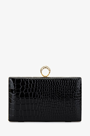 Valmenti Kadın Vegan Siyah Kroko Abiye Çanta 1083 030 BN CNT SK25-26 SIYAH KROKO