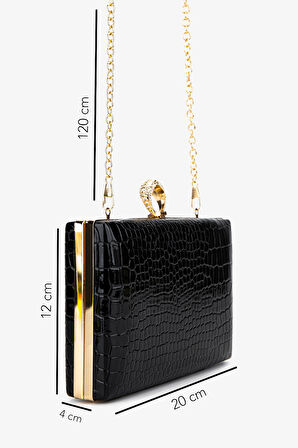 Valmenti Kadın Vegan Siyah Kroko Abiye Çanta 1083 030 BN CNT SK25-26 SIYAH KROKO