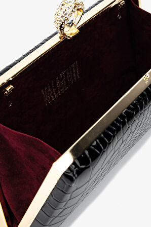 Valmenti Kadın Vegan Siyah Kroko Abiye Çanta 1083 030 BN CNT SK25-26 SIYAH KROKO