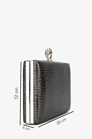 Valmenti Kadın Vegan Gri Abiye Çanta 1083 030 BN CNT SK25-26 ANTRASIT KROKO