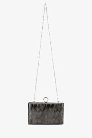 Valmenti Kadın Vegan Gri Abiye Çanta 1083 030 BN CNT SK25-26 ANTRASIT KROKO