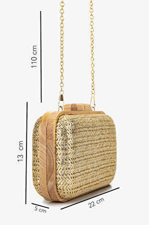 Valmenti Kadın Vegan Gold Abiye Çanta 1083 024 BN CNT SK25-26 ALTIN HASIR