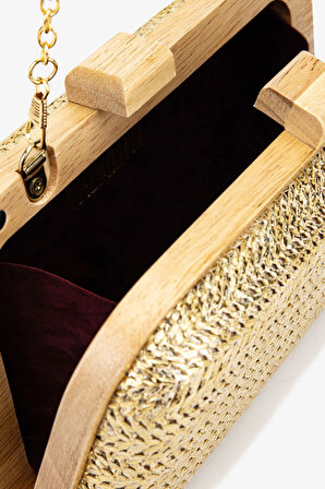 Valmenti Kadın Vegan Gold Abiye Çanta 1083 024 BN CNT SK25-26 ALTIN HASIR