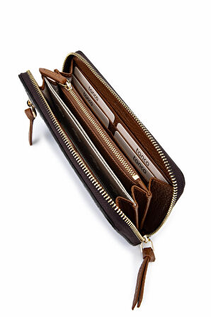 Tamer Tanca Kadın Hakiki Deri Cüzdan 1155 109 BN CZDN SK25-26 KAHVE FLTR BSK