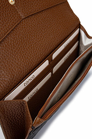 Tamer Tanca Kadın Hakiki Deri Kahverengi Cüzdan Cuzdan 1155 108 BN CZDN SK25-26 KAHVE FLTR BSK