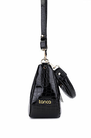 Tamer Tanca Kadın Suni Deri Siyah Kroko Omuz Çanta 1099 205 BN CNT SK25-26 SIYAH KROKO