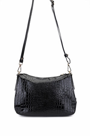 Tamer Tanca Kadın Suni Deri Siyah Kroko Omuz Çanta 1099 205 BN CNT SK25-26 SIYAH KROKO