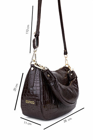 Tamer Tanca Kadın Suni Deri Kahverengi Omuz Çanta 1099 205 BN CNT SK25-26 ACI KAHVE KROKO
