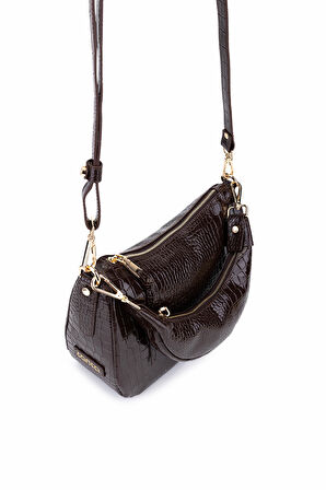 Tamer Tanca Kadın Suni Deri Kahverengi Omuz Çanta 1099 205 BN CNT SK25-26 ACI KAHVE KROKO