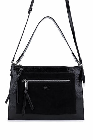 Tamer Tanca Kadın Suni Deri Siyah Kol Çantası 1003 2030 BN CNT SK25-26 SIYAH/SIYAH SUET