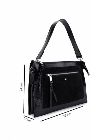 Tamer Tanca Kadın Suni Deri Siyah Kol Çantası 1003 2030 BN CNT SK25-26 SIYAH/SIYAH SUET