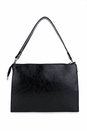 Tamer Tanca Kadın Suni Deri Siyah Rugan Kol Çantası 1003 2030 BN CNT SK25-26 SIYAH KRSK RGN