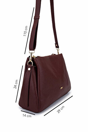 Tamer Tanca Kadın Suni Deri Bordo Kol Çantası 1003 2033 BN CNT SK25-26 BORDO FLTR