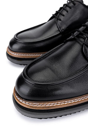 Tamer Tanca Erkek Hakiki Deri Siyah Casual Ayakkabı 537 3810 ERK AYK SK25-26 SIYAH SHRNK