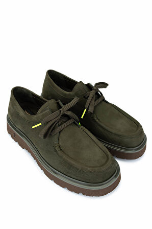 Tamer Tanca Erkek Hakiki Deri Yeşil Nubuk Loafer Ayakkabı 1111 5904 ERK AYK SK25-26 OLIVE NUBUK