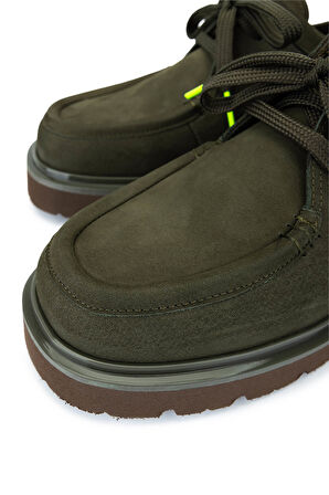 Tamer Tanca Erkek Hakiki Deri Yeşil Nubuk Loafer Ayakkabı 1111 5904 ERK AYK SK25-26 OLIVE NUBUK