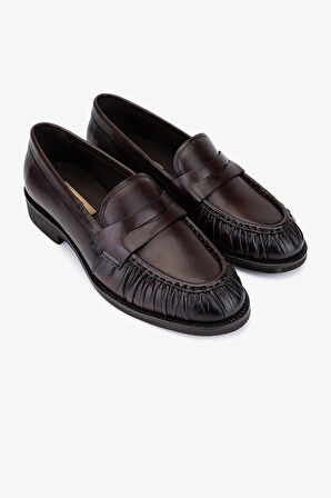 Valmenti Kadın Hakiki Deri Kahverengi Loafer Ayakkabı 987 Z146 BN AYK SK25-26 KAHVE DERI