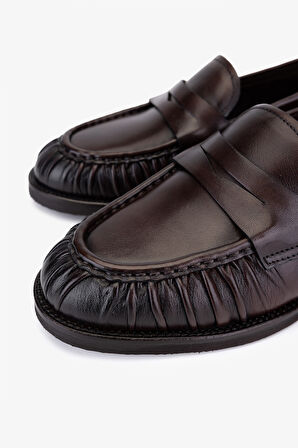 Valmenti Kadın Hakiki Deri Kahverengi Loafer Ayakkabı 987 Z146 BN AYK SK25-26 KAHVE DERI