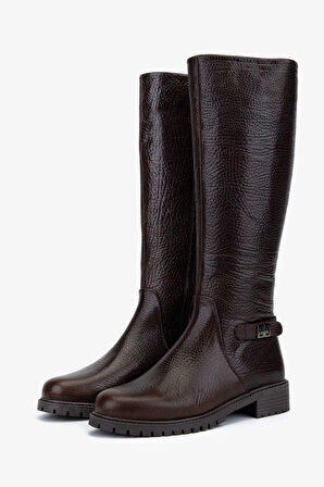 Valmenti Kadın Hakiki Deri Kahverengi Düz Çizme 33 22035 BN CZM SK25-26 KAHVE ROYAL