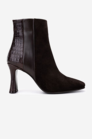 Valmenti Kadın Hakiki Deri Kahverengi Topuklu Bot 33 8500 BN BOT SK25-26 KHV SUET/KHV KROKO