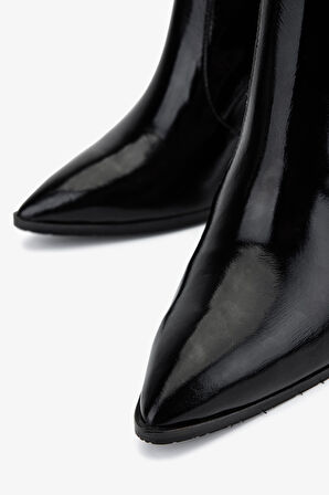 Valmenti Kadın Deri & Suni Siyah Rugan Topuklu Bot 33 3333 BN BOT SK25-26 SIYAH RUGAN