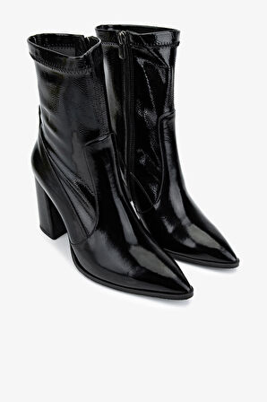 Valmenti Kadın Deri & Suni Siyah Rugan Topuklu Bot 33 3333 BN BOT SK25-26 SIYAH RUGAN