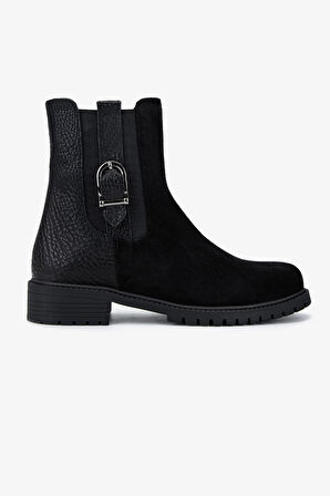 Valmenti Kadın Hakiki Deri Siyah Düz Bot 33 22080 BN BOT SK25-26 SIYAH SUET/JUMBO