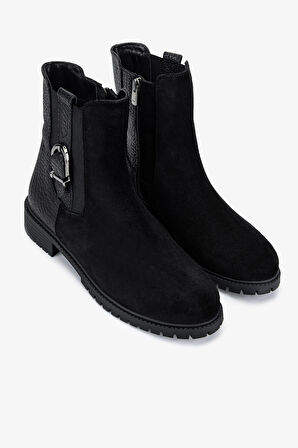 Valmenti Kadın Hakiki Deri Siyah Düz Bot 33 22080 BN BOT SK25-26 SIYAH SUET/JUMBO