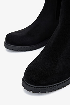 Valmenti Kadın Hakiki Deri Siyah Düz Bot 33 22080 BN BOT SK25-26 SIYAH SUET/JUMBO