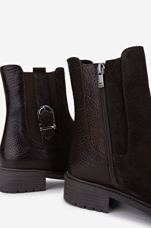 Valmenti Kadın Hakiki Deri Kahverengi Casual Bot 33 22080 BN BOT SK25-26 KAHVE SUET/JUMBO