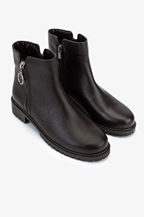 Valmenti Kadın Hakiki Deri Kahverengi Floter Düz Bot 33 22000 BN BOT SK25-26 KAHVE FLOTER