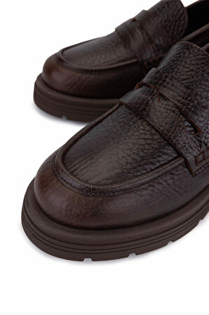 Tamer Tanca Kadın Hakiki Deri Kahverengi Loafer Ayakkabı 33 25525 BN AYK SK25-26 KAHVE JUMBO