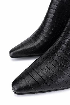 Tamer Tanca Kadın Hakiki Deri Siyah Kroko Klasik Çizme 33 16510 BN CZM SK25-26 SIYAH KROKO