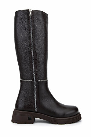 Tamer Tanca Kadın Hakiki Deri Kahverengi Floter Klasik Çizme 33 22510 BN CZM SK25-26 KAHVE FLOTER